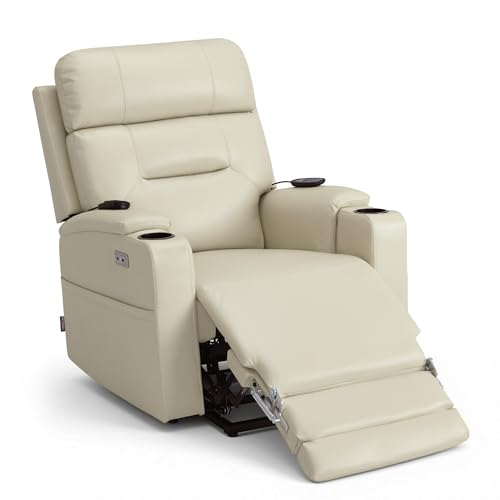 Image of MCombo Lift Chair for Tall Man 6'6'', Dual Motor Power Lift Recliner Chair for Elderly, Lay Flat for Sleeping, Heat and Massage, USB & Type C, Faux Leather 7755 (Cream White)