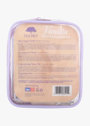 Tree Hut Vanilla Mini Best Sellers Kit, Exfoliating & Hydrating Body Care Travel Set, Nourishing Skin Care Bundle for All Skin Types, Perfect Holiday Gift & Stocking Stuffer - Image 3