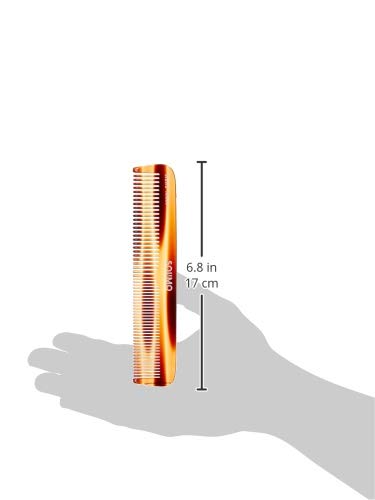 Image of Amazon Brand - Solimo Handmade Turtle Shell Brown Long and Easy-Grip Fine-Tooth Comb, 17 cm x 3 cm