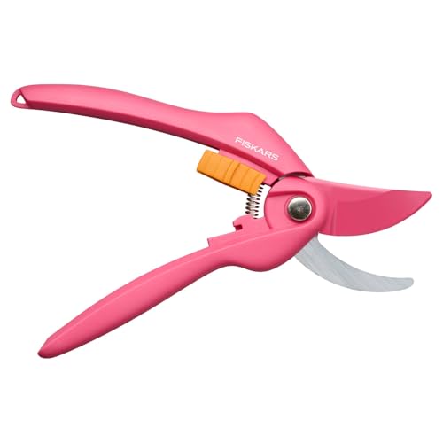 Fiskars Inspiration Bypass-Gartenschere Ruby für frische Äste und Zweige, Länge 20 cm, Karbonstahl/Antihaftbeschichtet, Pink/Orange, P26… – Ansicht 6