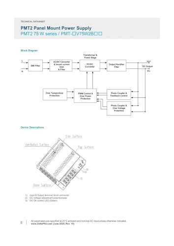 Alimentation à découpage 75W PMT-12V75W2BA transformateur 12V 6A AC-DC