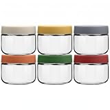EONJOE 8oz Glass Jars with Lids 1 Cup Small Food Containers for Chia Pudding Jam Snacks Yogurt Overnight Oats Candy,6-Pack