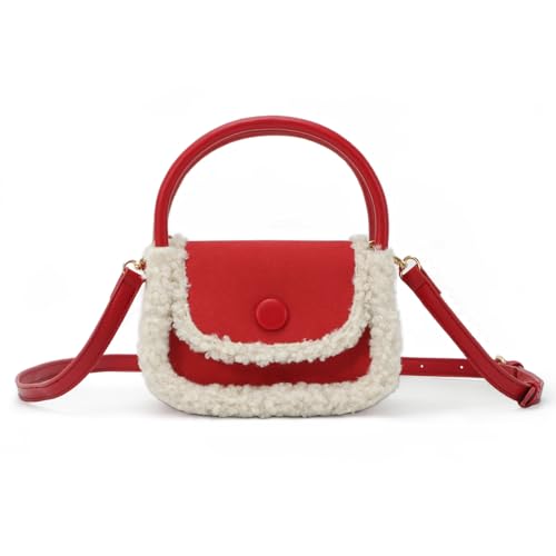 Lanpet Women Plush purse Soft Winter Fluffy Fuzzy Plush Top Handle Purse and Handbag With Long Shoulder Strap2