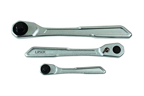 Laser 7937 Slim Handle Ratchet Set 1/4" D, 3/8" D, 1/2" D 3Pc