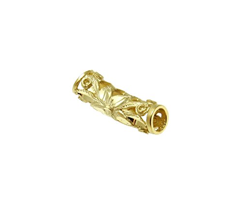Arthur's Jewelry 14k Solid yellow gold Hawaiian diamond cut scroll horizontal barrel pendant
