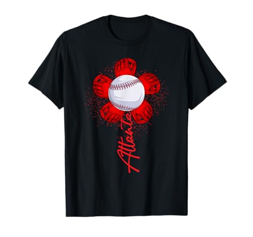 Cute Flower Atlanta Retro Baseball Lover Game Day T-Shirt