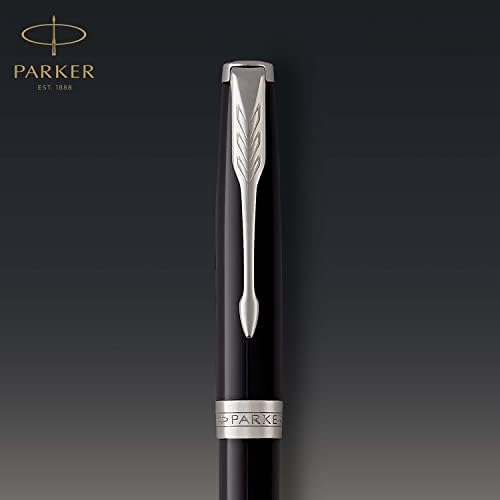 Parker Sonnet Ballpoint Pen | Black Lacquer with Palladium Trim | Medium Point Black Ink | Gift Box
