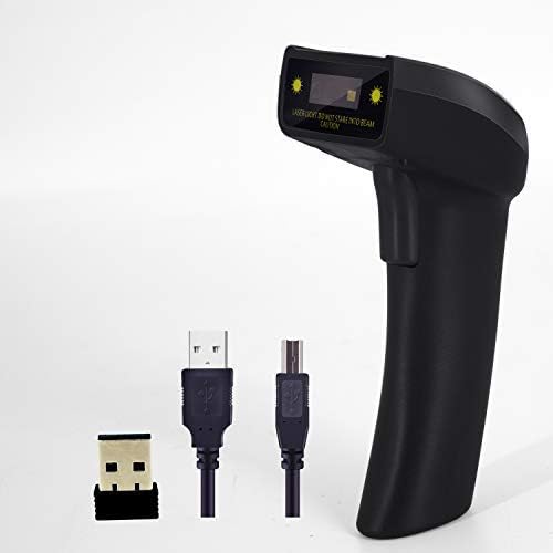 2D Wireless QR Barcode Scanner,Alacrity 1D and 2D Barcode Scanner (2-in-1 2.4GHz Wireless & USB 2.0 Wired) Handheld Bar Code Reader with USB Dongle and Cable Black