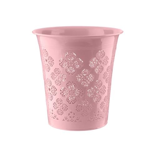 HOMESHOPA 8 Litre Pink Floral Cut-Out Waste Paper Bin Decorative Lightweight Tapered Rubbish Bin for Bedroom Office Bathroom & Home Use