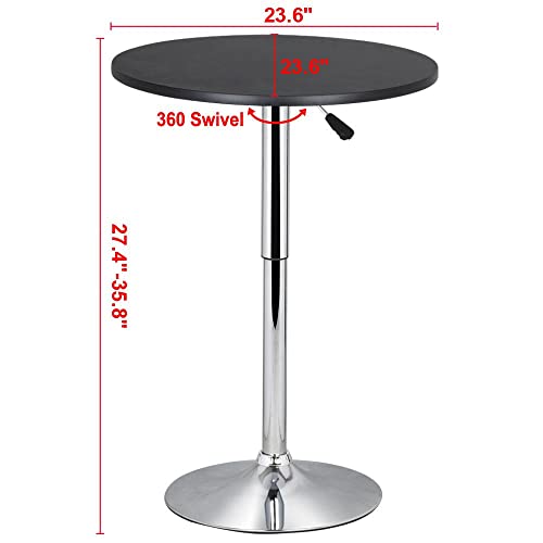Topeakmart Adjustable Round Pub Table Counter Bar Height Mdf Top Table 306° Swivel Bar Tables Tall Cocktail Tables Bistro Table #TOP2