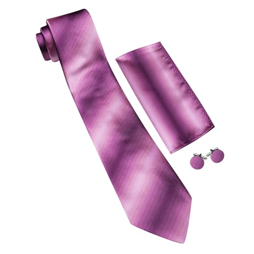 Image of Barry.Wang Plaid Ties for Men Silk Necktie Handkerchief Cuff Links Set