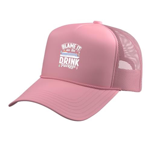 Blame It On The Drink Package Macaw Parrot Cruise Ship Trucker Hat with Adjustable Mesh Back, Pink