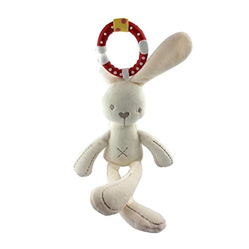 Sungpunet Plush Rattle Toy Hanging Baby Soft Cuddly Rabbit Plush Rattle Toy Nativity Play Activity Musical Buggy Rabbit stuffed Baby Gift Children Animal Doll (Bunny)