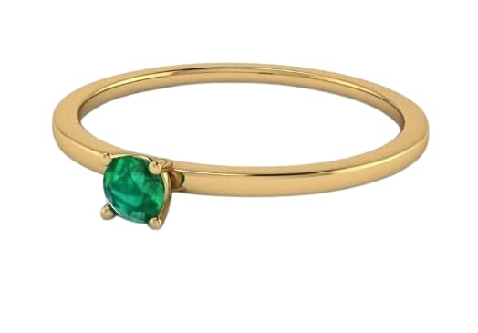 Dainty Emerald Stacking Solitaire Ring, Minimalist Emerald Ring Simple Art Deco Women Anniversary, Promise, Wedding gift for her.2