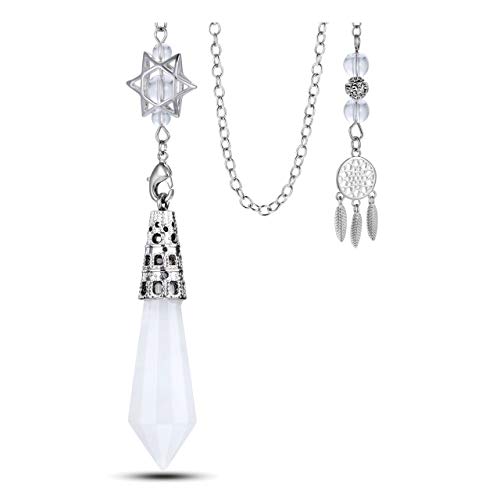 CrystalTears Natural Clear Quartz Crystal Dowsing Pendulum 12 Facet Reiki Healing Crystal Gemstone Point Pendulums for Divination Wicca Meditation Crystal Therapy