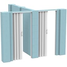 EverBlock 10 x 10 x 7 T-Shaped Wall Kit with 2 Accordion Doors | 3 x 7 Doorways | Modular Building Blocks | Room Divider & Partition | Easy to Connect & Reuse | Indoor & Outdoor Use | Light Blue