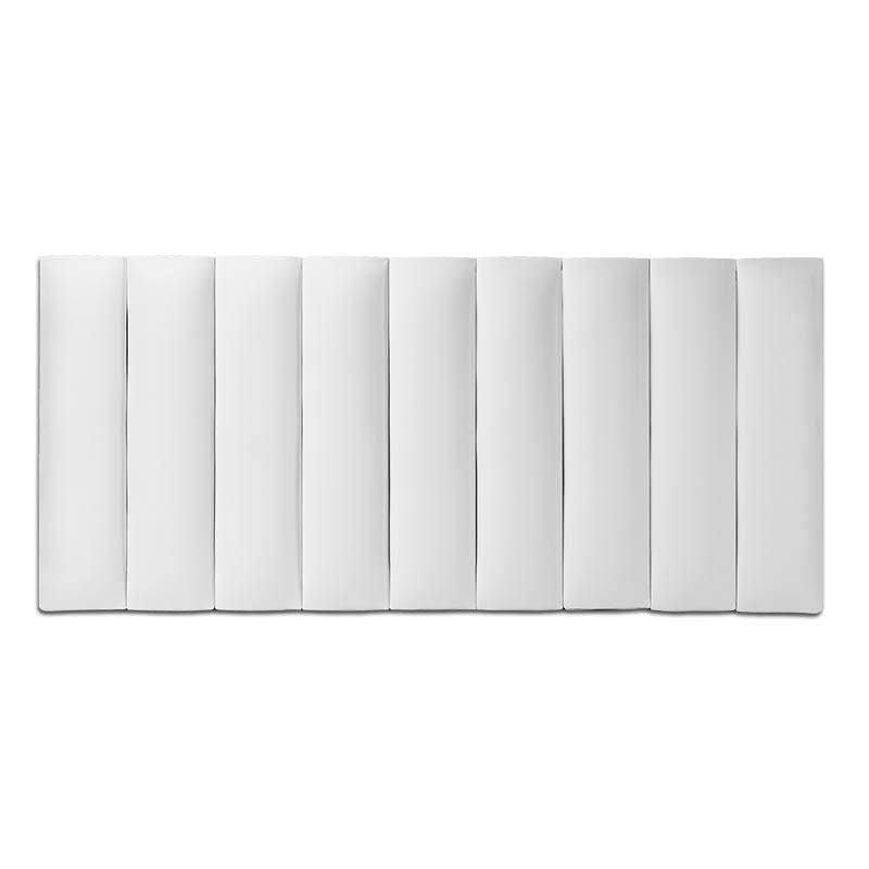 Ventadecolchones - Cabecero de Cama Tapizado en Polipiel Blanco, Modelo con Franjas Verticales Corto. Acolchado 8 cm Grosor. Medida 151 x 70 cm para Cama de 135 ó 150 cm