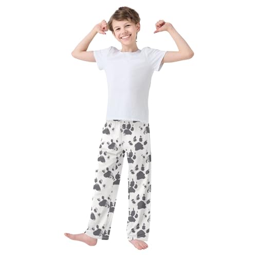 Boys' Pants Black Ink Messy Dog Paws Long Bottoms Jogger Pants Elastic Waist Trousers with Pockets S-XL2