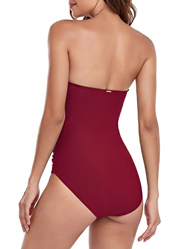 Image of RELLECIGA Women's Twist Front Shirred One Piece Swimsuit
