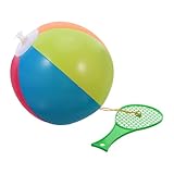 Jeu super rebondissant : les balles rebondissantes et l'ensemble de jeu de balles rebondissantes ont une excellente élasticité, motivant les enfants à rester actifs grâce au jeu de et d'attraper des pagaies à l'intérieur et à l'extérieur, jouets gonflables rebondissants, ballons de plage gonflables