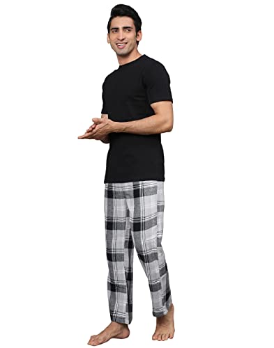 Image of B STORIES Men's 100% Cotton Full Sleeve PJ Set - Checkered Nightwear Set | Soft Loungewear | Comfortable Sleepwear | Stylish Casual Home Wear Shirt & Pant (S-XXL)