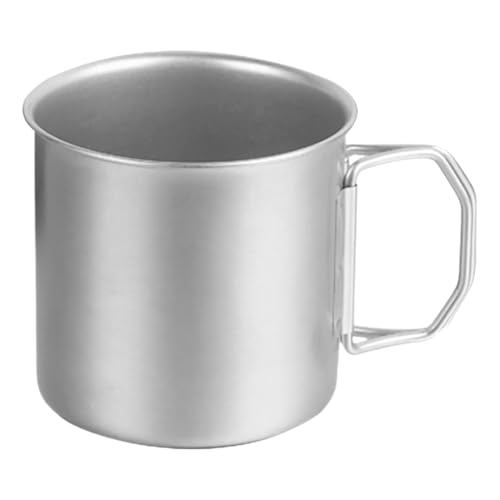 Cabilock Portable Outdoor Drinking Cup Camping Mug 304 Stainless Steel Collapsible Camping Mug with Folding Handle, Lightweight 13.5oz Water Mug for Hiking, Backpacking, and Travel
