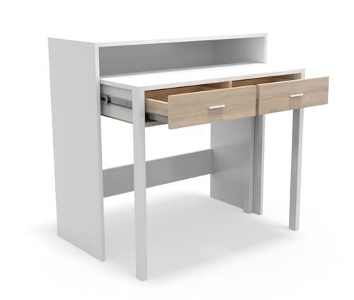 DORMIDAN- Consola Extraible, Mesa Escritorio Extensible, Mesa Estudio, con cajones y balda