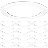 Sunco 12 Pack Goof Rings for 6 Inch Recessed Lights, Flush Mount White Can Light Trim Ring Cover, Outer Diameter 8.6 Inch, Inner Diameter 6.2 Inch, Paintable Surface, Matte Finish.