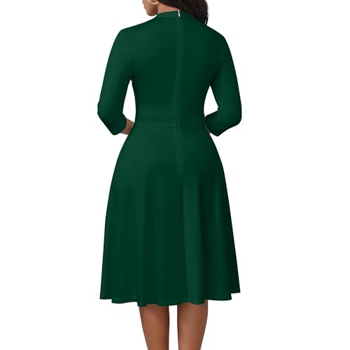 Image of PinkPatty Women's Casual A-line Midi Dresses 3 /4 Sleeve V Neck Fit and Flare Dress with Pockets