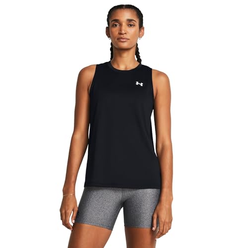 Under Armour Womens Tech Tank Top, (001) Black / / White, Large
