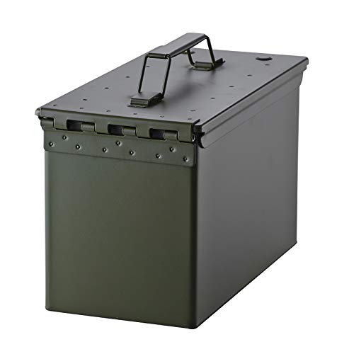 Huarui Metal Ammo Case Can – 50 Cal Military And Army Solid Steel Holder Box For Long-Term Shotgun Rifle Nerf Gun Ammo Storage (Army Green, 50Cal) #TOP5
