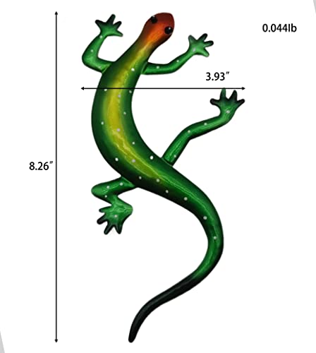 Woerte Home 4Pcs Metal Gecko Wall Decoration Small Lizard Metal Garden Wall Art Fence Decoration Interior Exterior Wall Sculpture (8.26 * 3.93) #TOP3