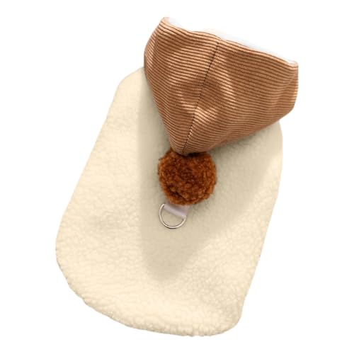 Bonitas Correas de Forro Polar sin Mangas para Gatos y Perros, Ropa de Lana de Cordero con Capucha para Mascotas, Pompones, Chaqueta cálida para otoño e Invierno, suéter para Cachorros,