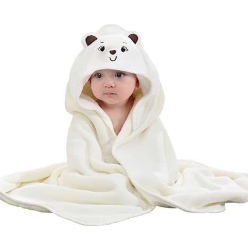Image of Baby Hooded Towels,31 x 31 in Baby Washcloths, Infant Super Soft Baby Bath Towels with Hood for Toddlers1-3,Highly Absorbent Viscose Hooded Towel for Boys, Girls, Newborn Essentials