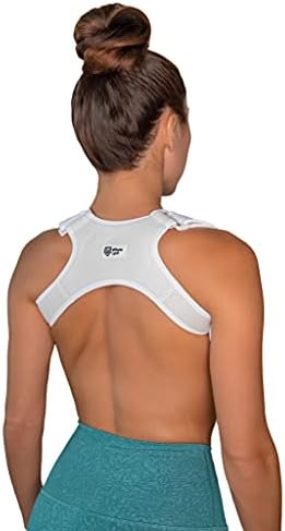 Upper Back Posture and Neck Hump Corrector - for Women and Men - Support Brace and Straightener for Pain Relief - Rounded Shoulder and Buffalo Hunchback Alignment - Discreet Under Clothes - White