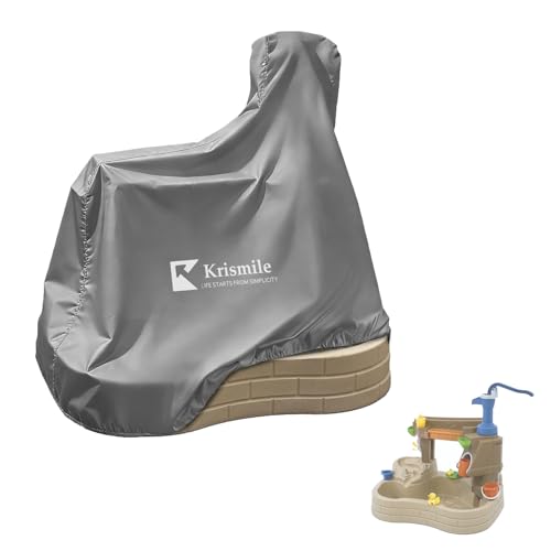 Krismile Kids Water Sensory Table Pool Cover, Heavy-Duty Waterproof Dust Proof Anti-UV Water Table Cover, Suitable for Splash Discovery Pond (Grey)