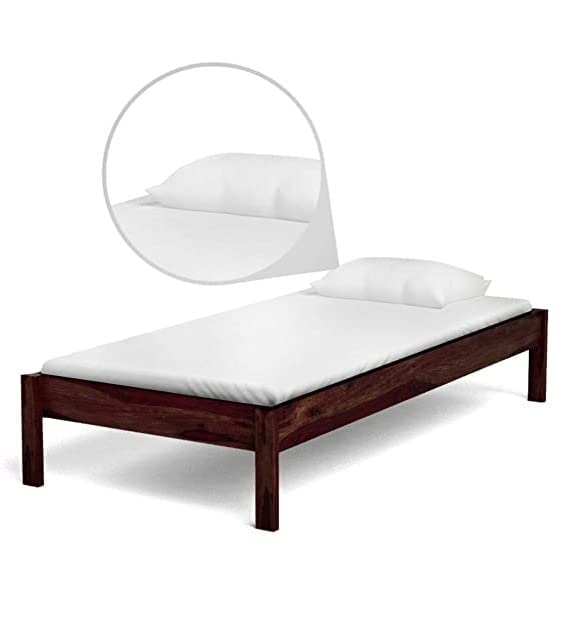 Image of Furnire Carp Sheesham Wood Single Bed Without Storage for Bedroom Home Solid Wood Without Storage Single Palang Cot for Hotels (Do It Yourself Assembly) - (Walnut Finish)