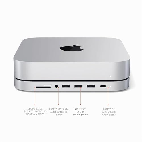 Hub USB C Frontal Satechi con Lector de Tarjetas SD y Audio para Mac Mini M2 2