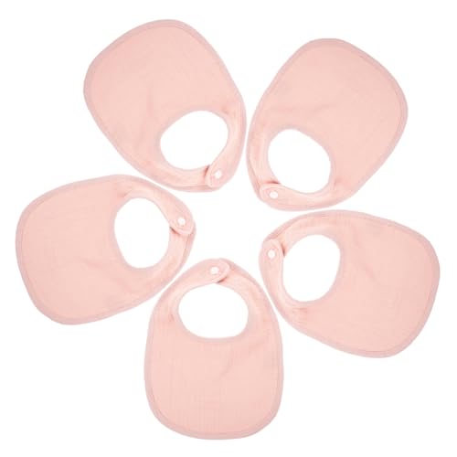 Yardwe 5 Baberos Para Bebé Suministros Para Bebés Babero De Alimentación Cómodo Babero De Saliva Adorable Babero Babero De Saliva Para Pequeños Babero De Algodón Rosa