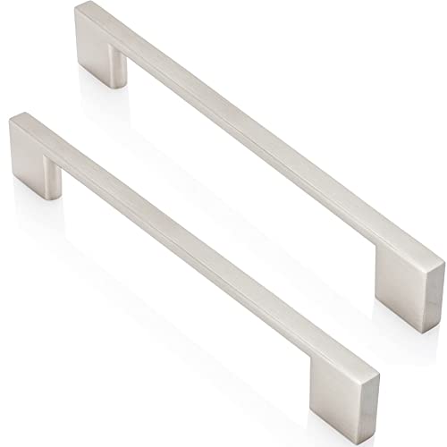 MARGUERASW 6pcs poignee de Meuble Cuisine 160mm poignée de porte Cuisine - Poignée Cuisine Poignée Placard Cuisine en Acier Inoxydable et Nickel Brossé entraxe 160mm Cover