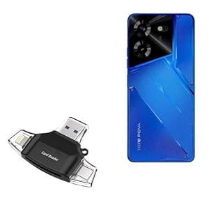 BoxWave Smart Gadget Compatible with Tecno Pova 5 – AllReader SD Card Reader, microSD Card Reader SD Compact USB – Jet Black