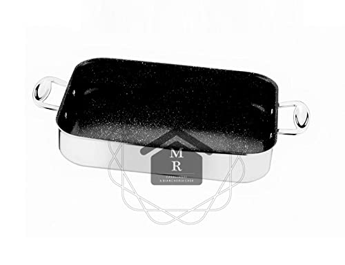 MRcasalinghi ROSTIERA LASAGNERA TEGLIA Pietra Antiaderente E Acciaio Inox 18/10 Glamour