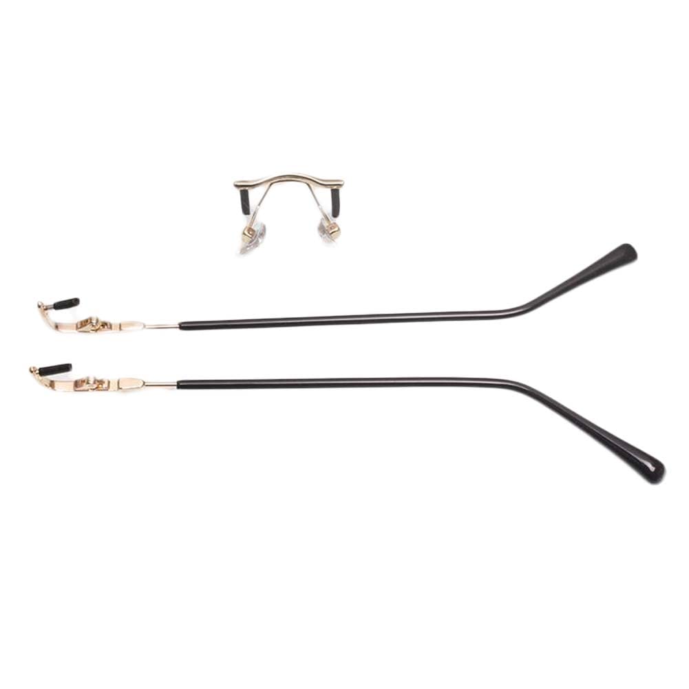 RJGFDSAPO Eyeglass Replacement Arm Legs, Metal Eyeglass Replacement Temple Arms Nose Bridge 1 Pair Kit Rimless Glasses 145mm 17mm