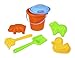 Produktbild Lena 05416 Happy Sandset, Strandspielzeug 7-teilig, Sandgarnitur mit Eimer, Sieb, Mehlschaufel, Harke, Lamm-Förmchen, Enten-Förmchen und Schwein-Förmchen, Sandspielzeug für Kinder ab 12 Monaten