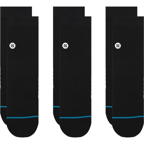 Stance Icon Quarter Sock 3-Pack for Men and Women, Cotton Blend Medium Cushioning Arch Support, Black, X-Large
