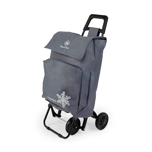 Besch Carrito De Compra Plegable Bolsa Térmica Impermeable Con 4 Ruedas - Carro Del Mercado Capacidad 44 Litros Para Alimentos 90x45x40cm Gris