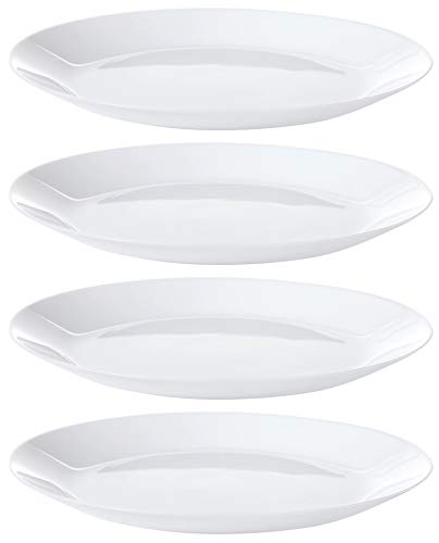 Set of 4 (Four) IKEA White OFTAST Plates (25cm Diameter) Ceramic Tempered Glass 4-Piece Stackable Dinera Dining Plates Microwave and Dishwasher Safe