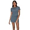 Hanes Women's Originals 2-Piece Lounge, Supersoft Cropped Baby Doll Tee & Sleep Shorts Loungewear Set, Stargazer Grey/Stargazer Grey, Small