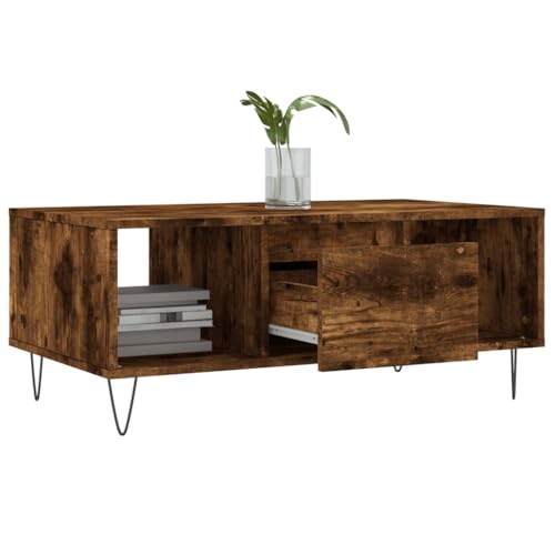 Table basse chêne fumé avec tiroir meuble de salon moderne - 5