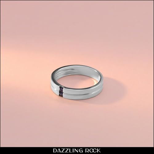 Dazzlingrock Collection 2mm Princess Gemstone or Diamond Two Stone Mens Wedding Band Ring in Solid Gold2